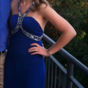 Royal blue prom open-back dress